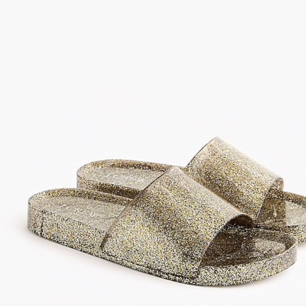 J.Crew Glittery pool slides